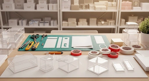 şeffaf asetat kutu yapımında çift taraflı bant kullanımı